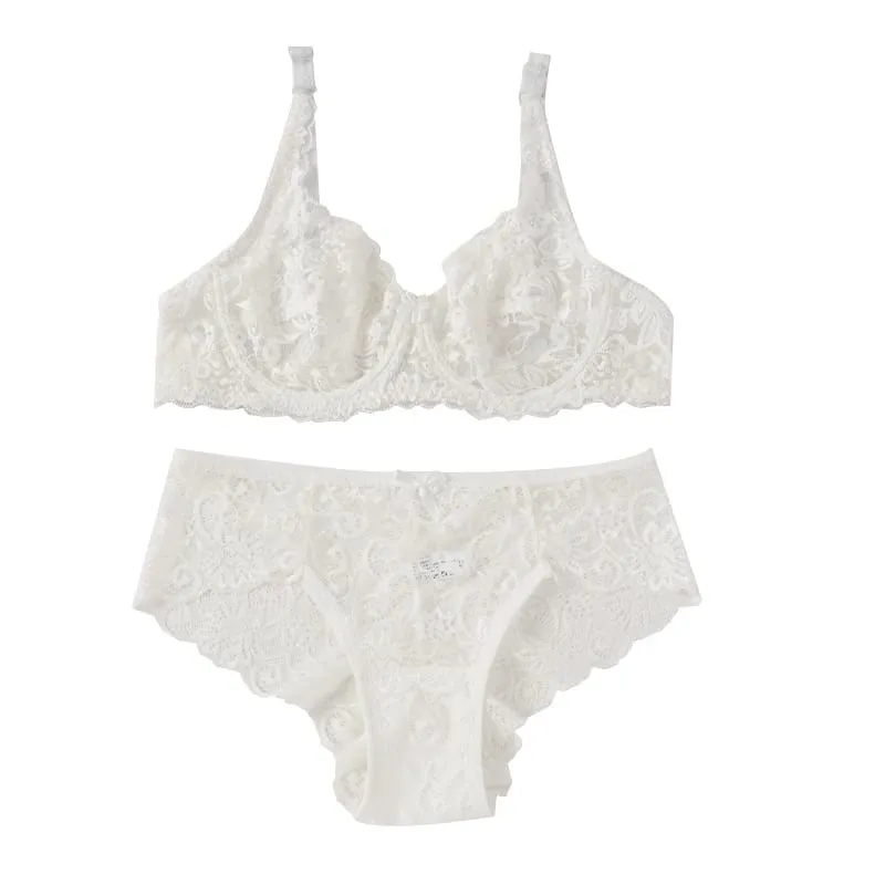 Ensemble de soutien-gorge Sexy en dentelle pour femmes, Push Up, sans coussinet, respirant, à armatures, culotte fine et solide, sous-vêtements, Lingerie exquise pour tous les jours
