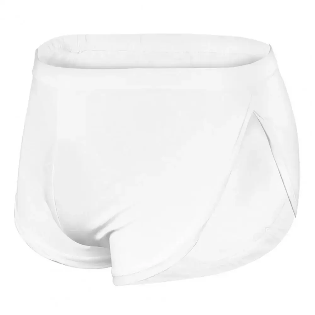 Homens cor sólida respirável shorts de cintura baixa calcinha elástica cintura lateral split gelo seda lounge shorts cuecas pijamas — image 3