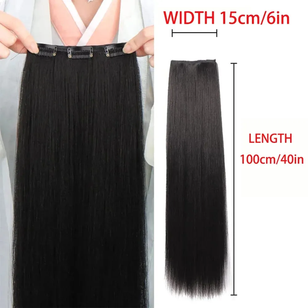Synthetic black women's vertical hair extensions hair extensions five different lengths of headwear for women's wigs — image 29