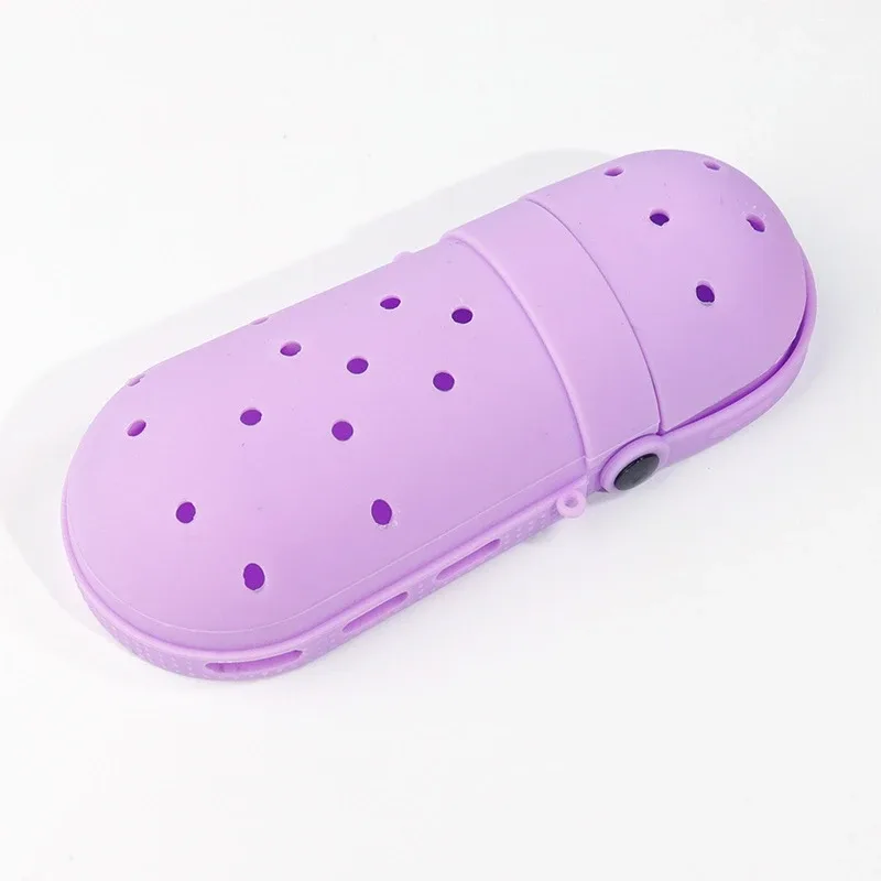 Silicone Makeup Organizer Box – Kids Pencil Case & Stationery Holder Large Slipper‑Style Storage