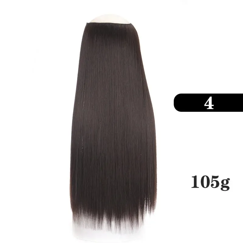 Extensões de cabelo sintético sem clipes falso ombre loira marrom preto natural cabelo reto falso peruca para mulher
