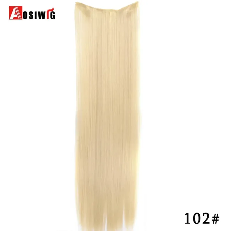 Apliques de cabelo falsos naturais longos e retos, preto, marrom, alta temperatura, sintético, 5 clipes em extensões de cabelo para mulheres