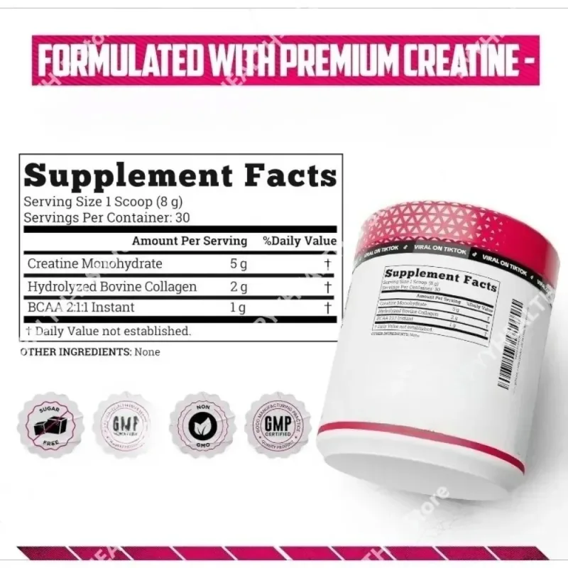 Creatine Monohydrate Powder with Hydrolyzed Collagen Support Workout Performance Muscle Recovery & Energy Levels Sugar‑Free 240g — image 5