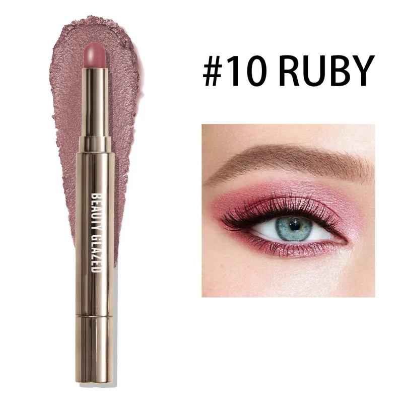10 Color Double Ended Eye Shadow Stick With Sponge Brush Pearlescent Lasting Eyeshadow Pen Contouring Portable Makeup Cosmetics — image 9