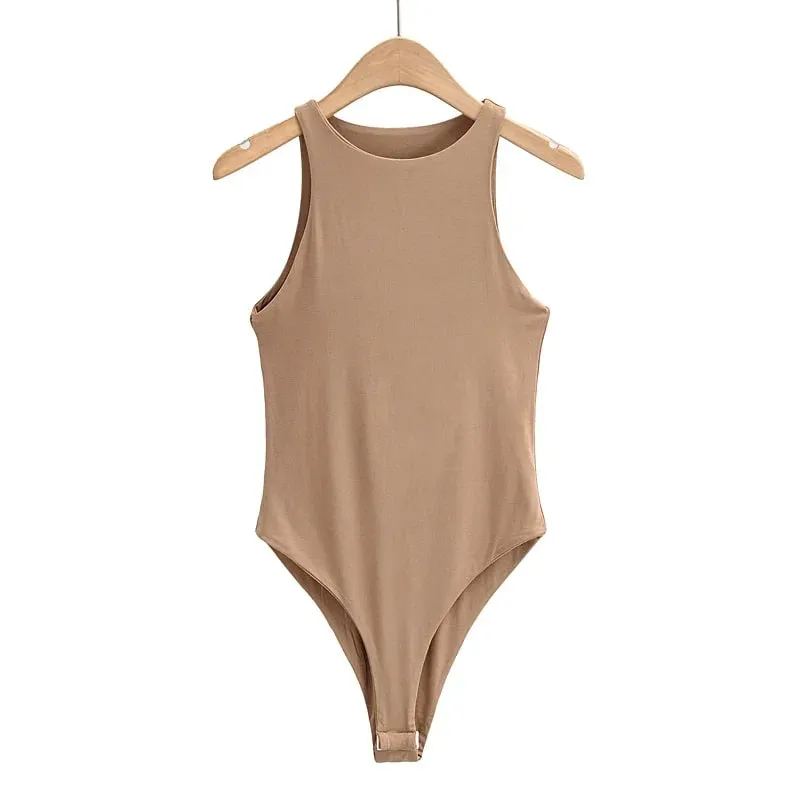 Summer New Arrival Pure Color Knitted Sexy Style Double Vest One-piece Bodysuit Tops — image 5