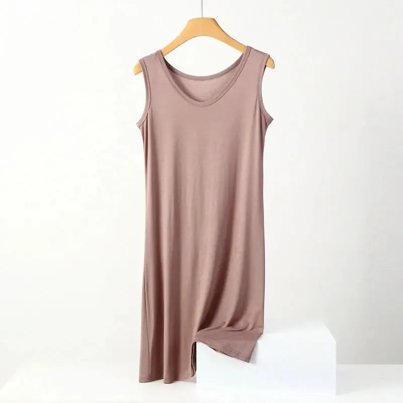 Summer Modal Sleeveless Dress Solid color Tank dress Large size 8XL Mid-Length Bottoming Cami dresses All match — image 17