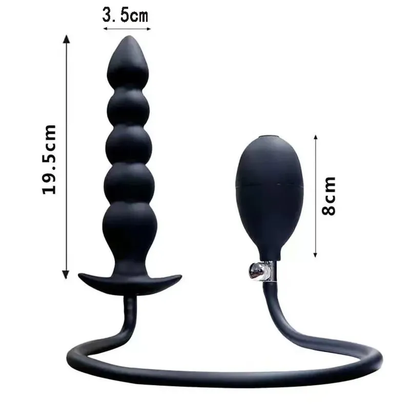 Expansion Diameter 14cm Inflatable Dildo Anal Plug with 5 Beads Built-in Silicone Column Huge Butt Plug Ass Dilator Anal Sex Toy — image 6