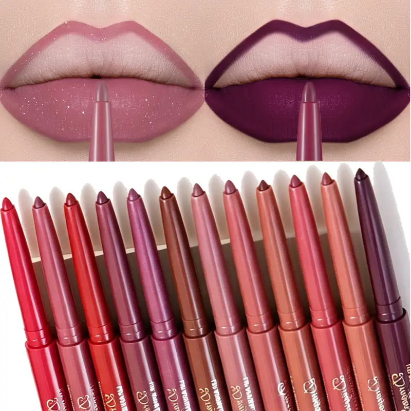 Shimmer Matte Crayon Lip Liner Pencil Waterproof Long Lasting Nude Bean Paste Red Lipstick Velvet Lip Contour Outline Makeup