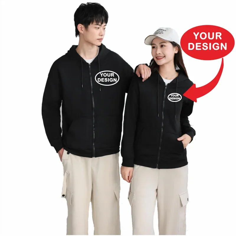 Customize Your Logo Zipper Sweatshirt For Men And Women Loose Casual Fashionable Long Sleeved Sportswear Personalized Embroidery — image 5