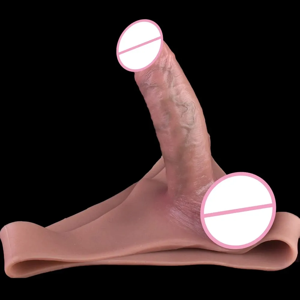 Strap-On Penis Sleeve Realistic Hollow Dildo Pants Silicone Male Dick Extender Lifelike Sex Toys For Men Adult Sexshop — image 4