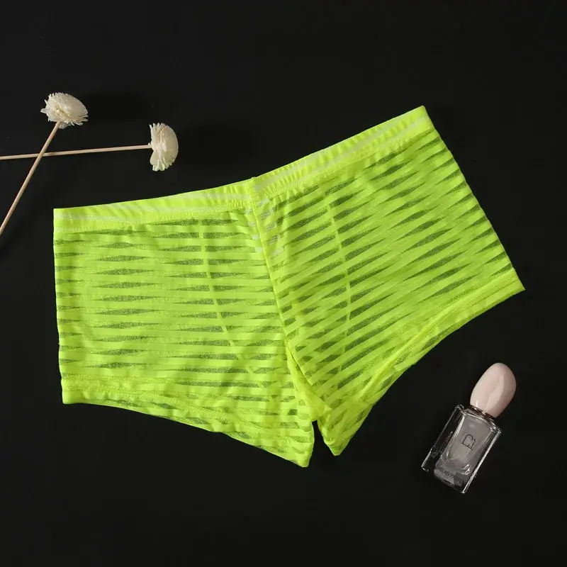 Transparent Underwear Sexy Men Ice Silk Striped Boxer Trunk Breathable Underpants U Convex Pouch Panties Man Boxer Briefs Short — image 18