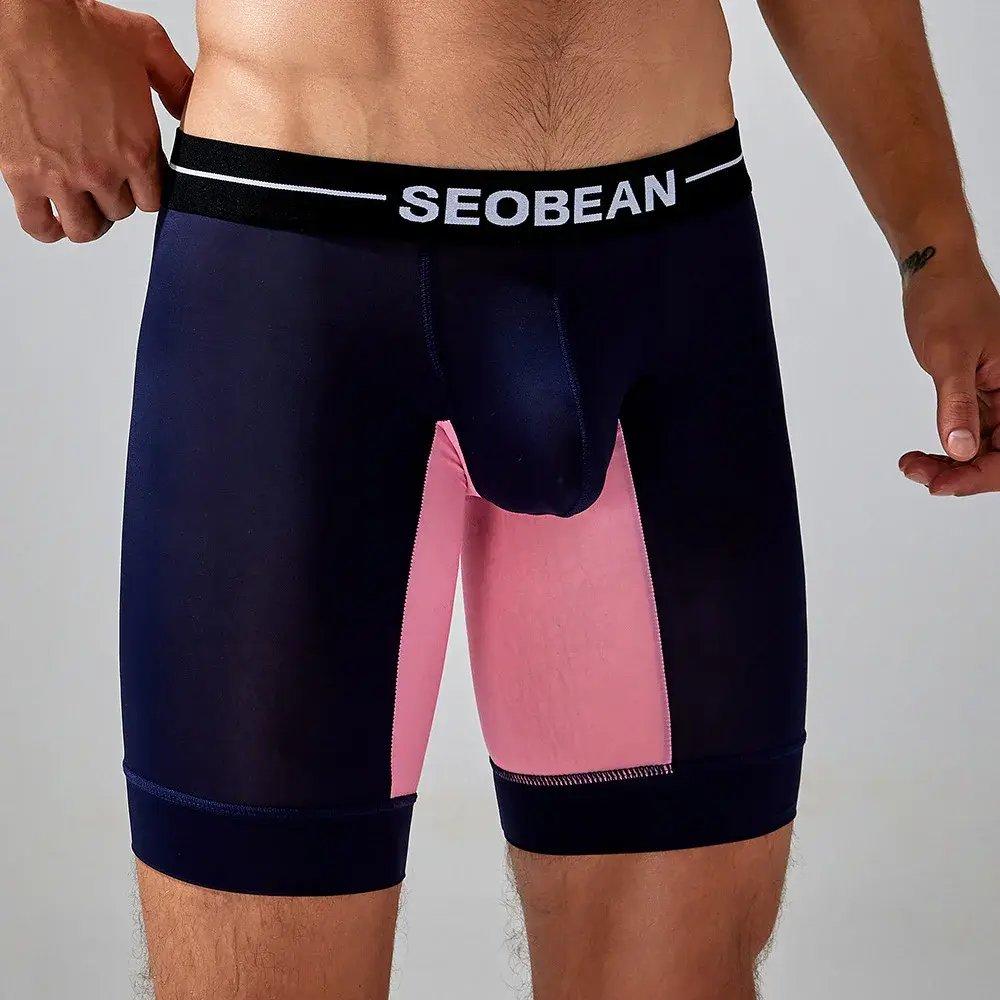 Spring new men's underwear trendy color matching long men's boxer underwear 240201 — image 8
