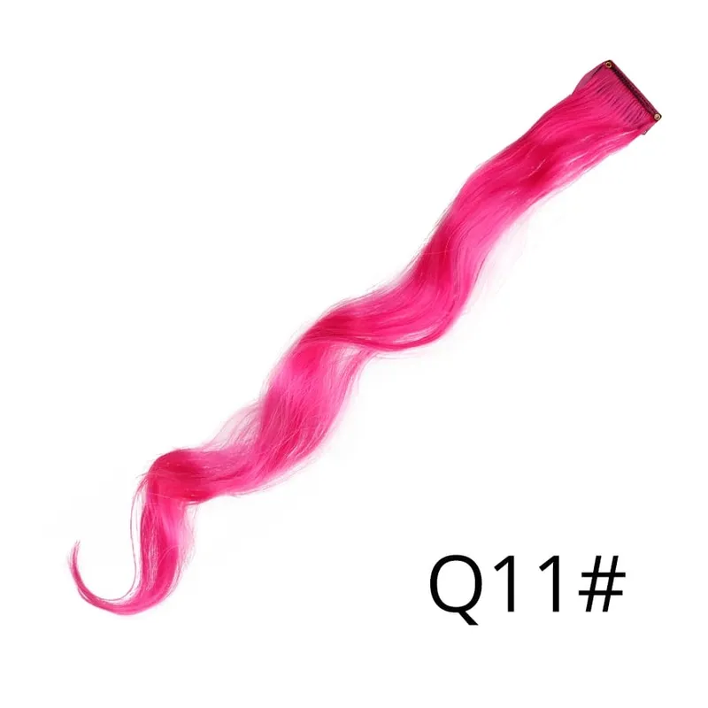 Synthetic 50Cm Rainbow Colors One Clip In Hair Extensions Straight Long Synthetic For Women Hair Piece Blue Pink Purple Red 12G