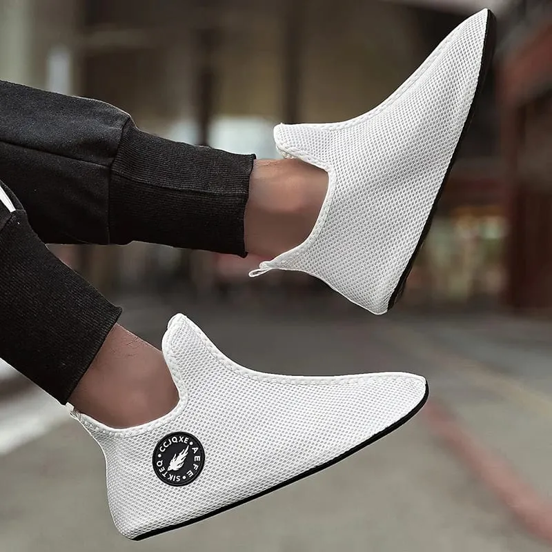 White Sneakers Men Casual High Top Shoes Comfortable Breathable Outdoor Sports Shoes Non Slip Lightweight Walking Shoes — image 3