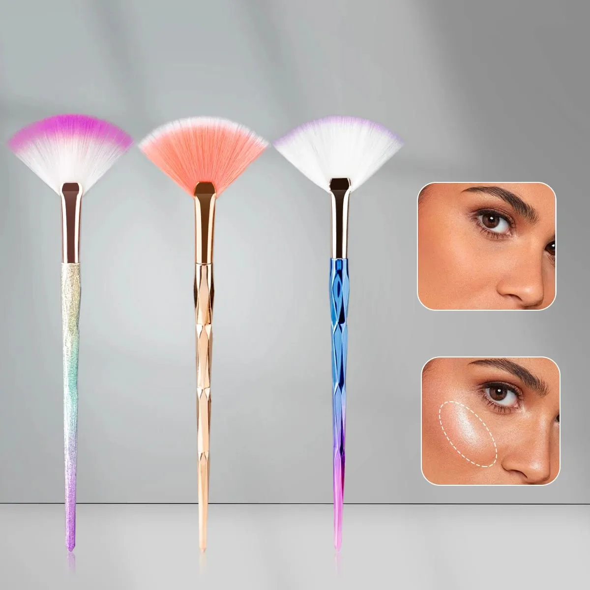 1pcs New Practical Facial Brushes Fan Makeup Brushes Soft Portable Mask Brushes Cosmetic Tools for Ladies Girls Nail Charm Beaut