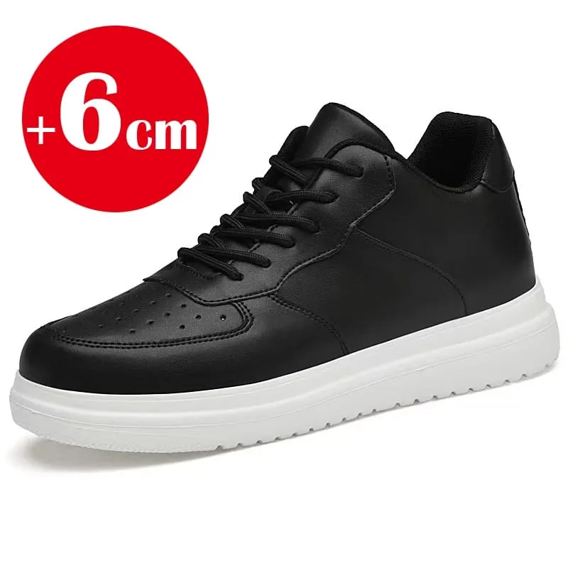 2026 New Height Increasing Shoes for Men 8cm Invisible Elevator Sneakers White Leathe Sport Zapatillas De Hombre Big Size 46 — image 7