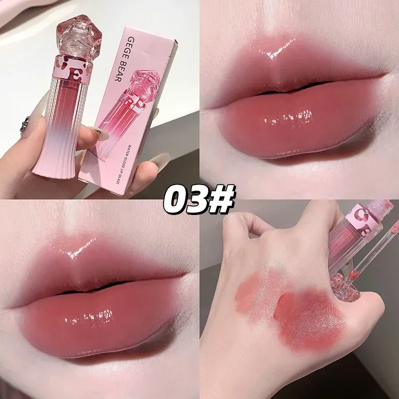 Gege Bear Water Light Lip Llaze Set Mirror Lipstick Lip Gloss Hydrating Moisturizing Long Lasting Gift for Lover — image 8