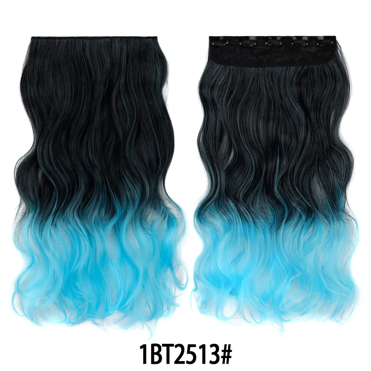 Jeedou One Piece 5 Clips Wavy Ombre Clip In Hair Extensions Long Water Wave Συνθετικά Σγουρά Μαλλιά Κομμάτι Rainbow Χρωματιστά Μαλλιά — image 35