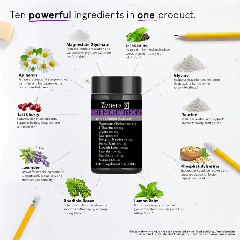 Magnesium Supplement Glycinate L-Theanine Glycine Taurine Maintain Calm Nerve Sleep Quality Anxiety Stress Mood Health Dietary — image 2