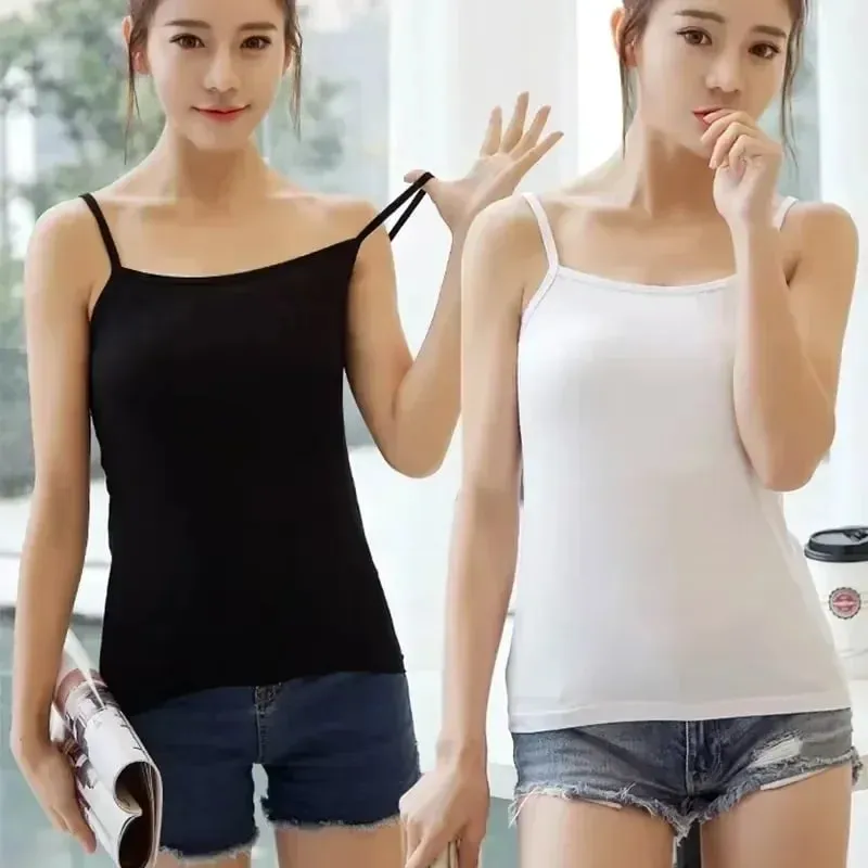 Basic Camisoles Women Crop Tops Sleeveless Shirt Bralette Tops Solid Color Strap Skinny Vest Female Slimming Tanks Bra Underwear — image 5