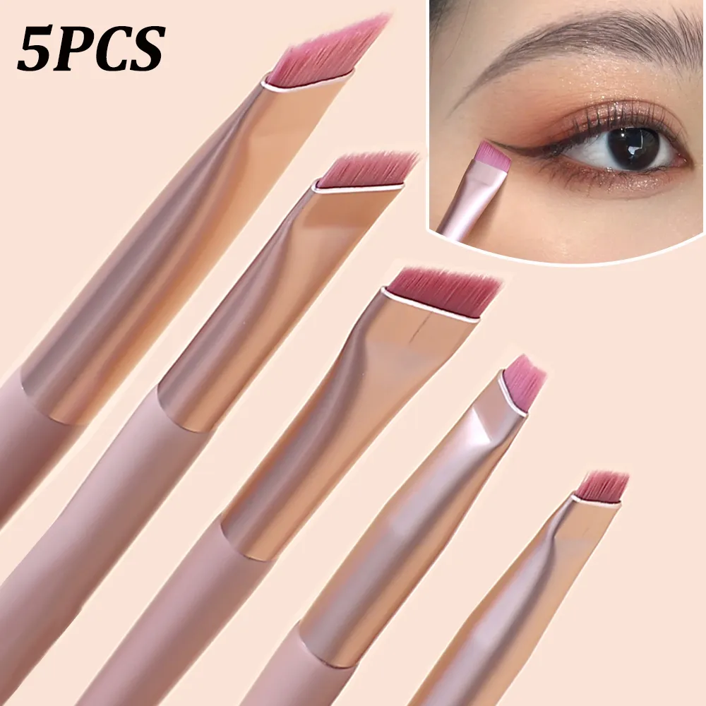 5pcs Angled Flat Eyeliner Brush Soft Bristles Under The Eye Eyebrow Brushes Upgrade Ultra-thin Makeup Brush Precise Detail Tools