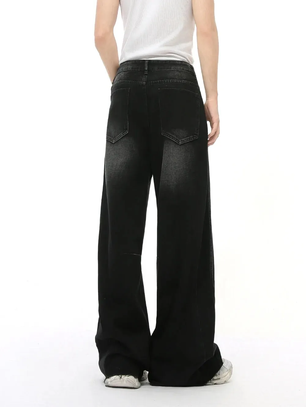 2025 New American retro high street three-dimensional design splicing jeans men's straight tube loose wide leg pants trendy — image 4