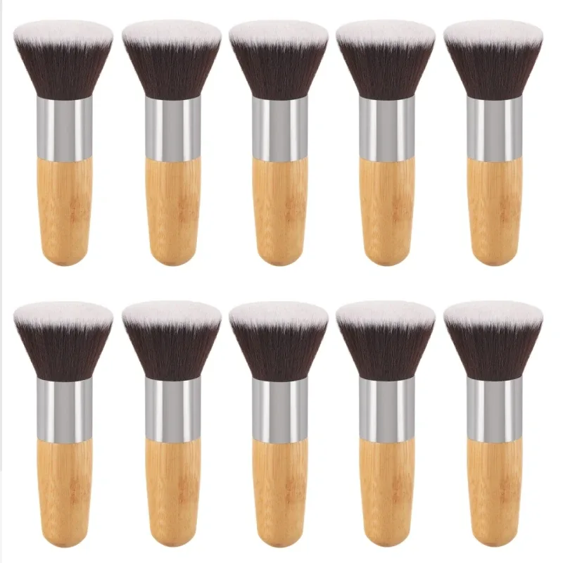 Bamboo Handle Foundation Brush Loose Powder Makeup Borstar Blush Contour Liquid Foundation Cream Professionell ansiktsskönhetsverktyg — image 15