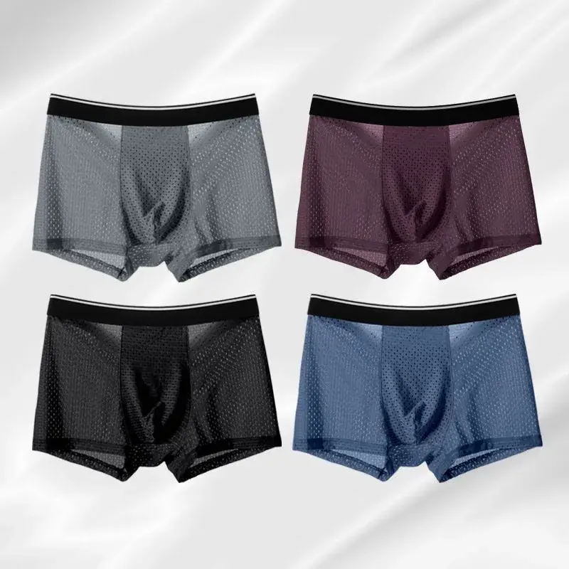 8Pcs/Lot Men's Underwear Ice Mesh Men's Shorts Sexy Underwear Breathable Soft Antibacterial Underwear for Men Plus Size L-6XL — image 4