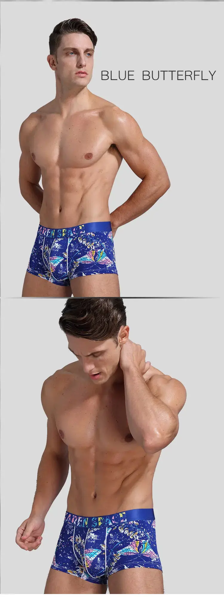 남자의 통기성 얼음 실크 인쇄 복서 팬티 속옷 유행 남성 팬티 편안한 Calzoncillo Hombre — image 9
