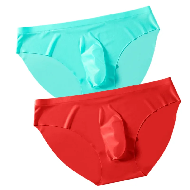 2PCS Sexy Men Briefs Ultra Thin Ice Silk Underwear High Quality Breathable Underpants Summer Transparent Quick-dry Male Panties — image 34