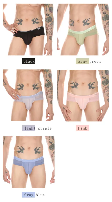 Summer Men's Underwear Boxers Bulge Ice Silk Briefs Ultra-thin Breathable Cool Panties — image 16