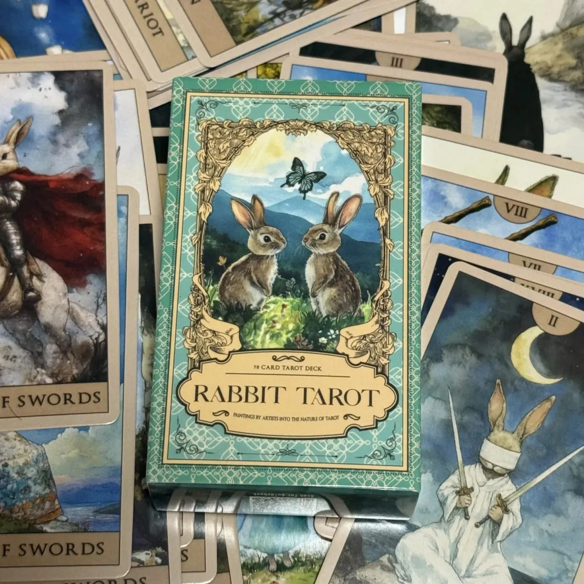 Rabbit Tarot Deck 78pcs Bordspellen Engelse aquarelkaarten Leuke waarzeggerijkaarten — image 4