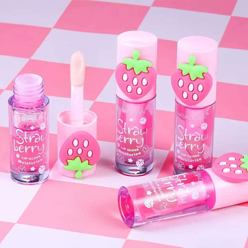 Cute Strawberry Shape Lip Oil Sweet Moisturizing Plumper Lip Gloss Hydrating Nourishing Clear Lip Oil Repair Dry Lips Makeup Lip — image 3