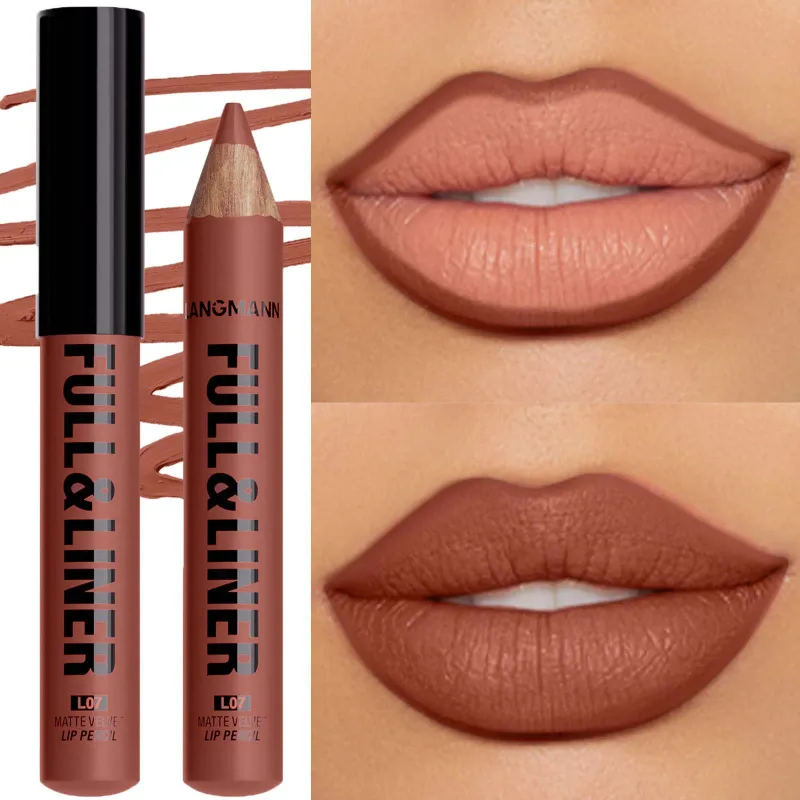 Waterproof Matte Lipliner Pencil Brown Contour Tint Lipstick Pen Long Lasting 12 Color Wooden Lip Liner Pencil Full-lip Makeup — image 12
