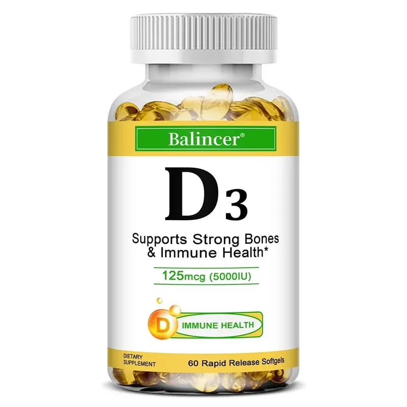 Balincer Vitamin D3 5000 IU (125 Mcg) Dietary Supplement for Bone Teeth Muscle and Immune Health Support 30/60/120 Softgels — image 9