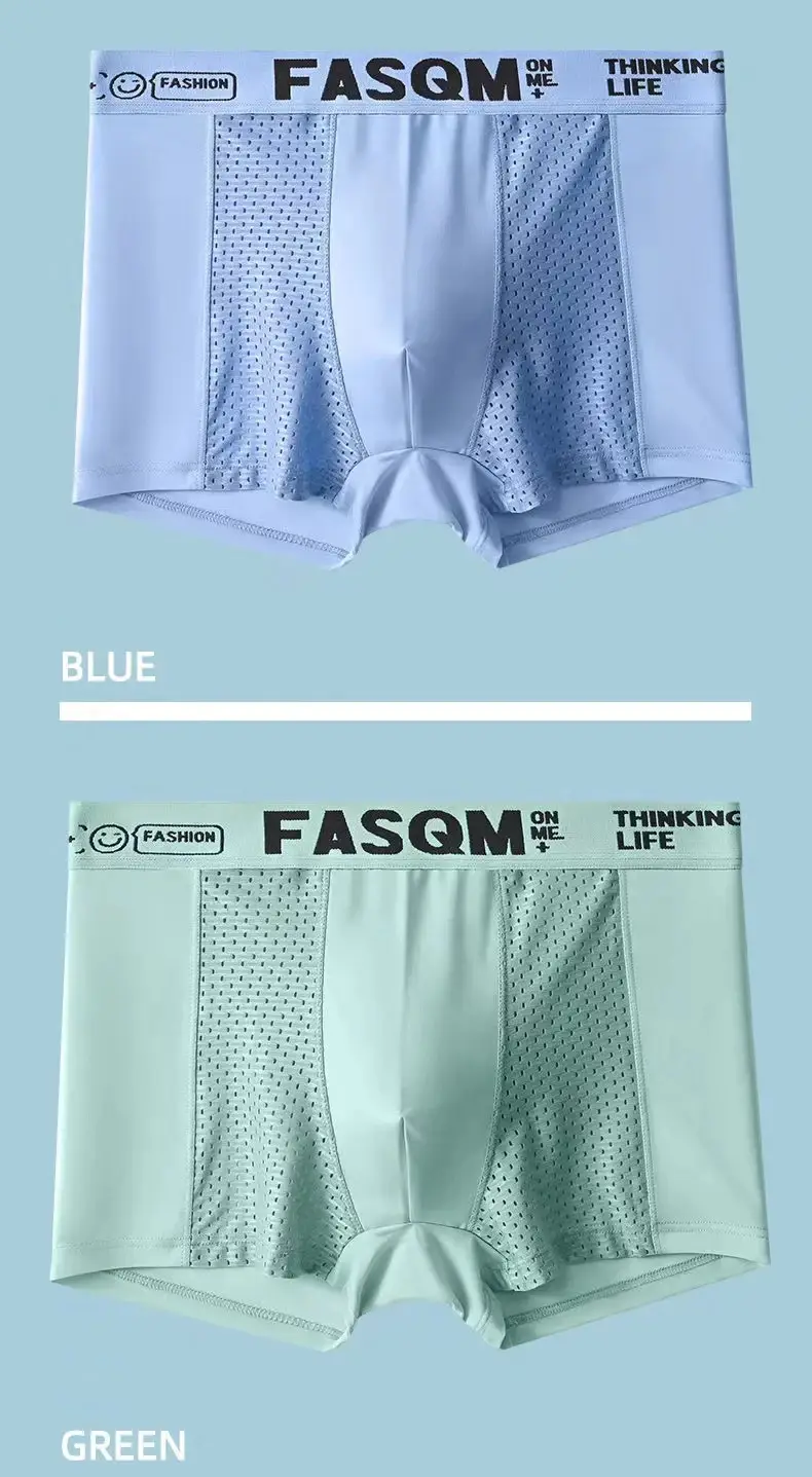 1pcs Mesh Ice Silk Boxer Shorts Men's Underwear FASQM Underpants Breathable Sexy Slim Panties Bamboo Lingerie Plus Size L-6XL — image 14