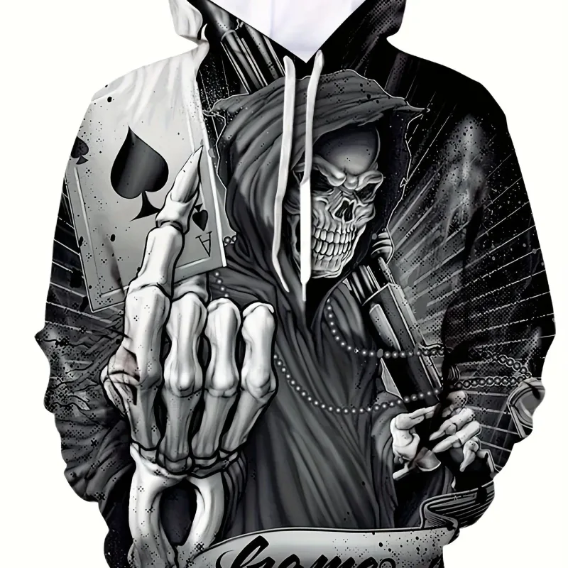 Men's Hoodie 3D Printed Skull sweatshirts outdoors Pullover clothing Daily Fashion Autumn Long Sleeve Hoodies for Men — image 3