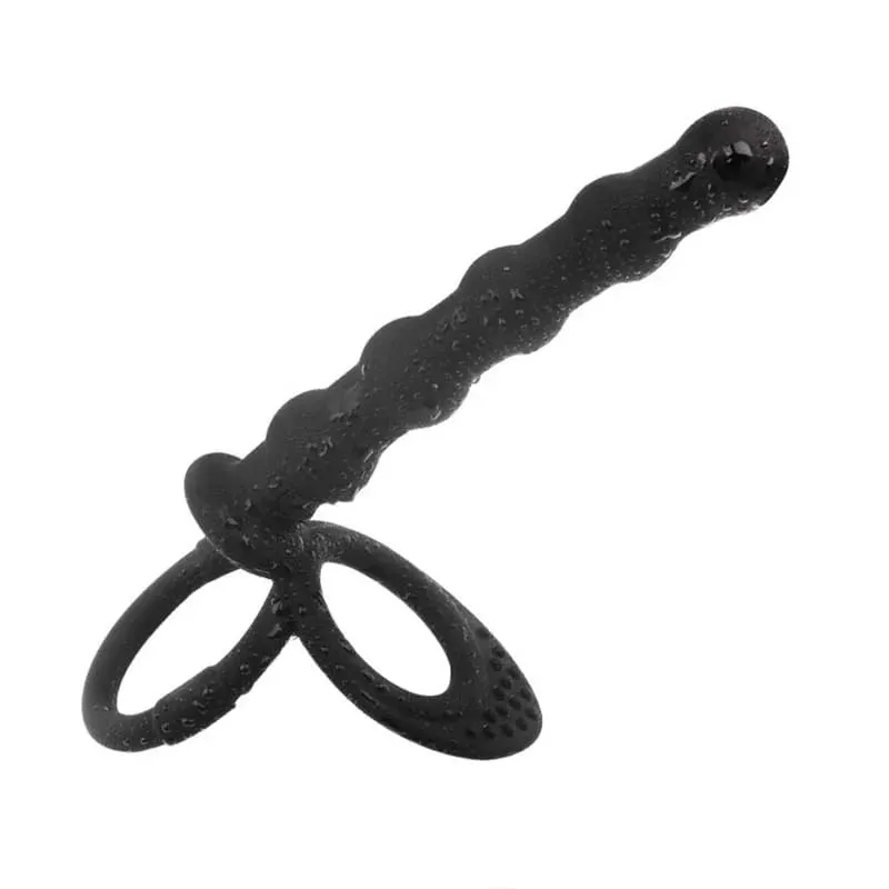 Double Penetration Dildo Dual Stimulation Vibrator for Couples Anal Beads G-Spot Massager Cock Ring Adult Sex Toys — image 1