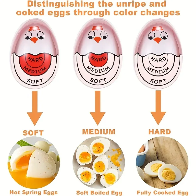 1/2pcs Chick Egg Timer Sensitive Color Change Indicator for Hard Soft Boiled Eggs Cooker Kitchen Gadget for Restaurants Bakeries — image 2