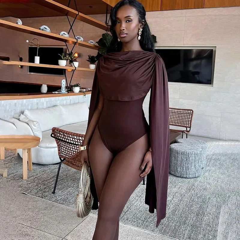 Women Elegant Sexy Swing Collar Shawl Bodysuits Chic Fashion Sleeveless Stretch Club Party Rompers Streetwear Overalls Tops — image 2