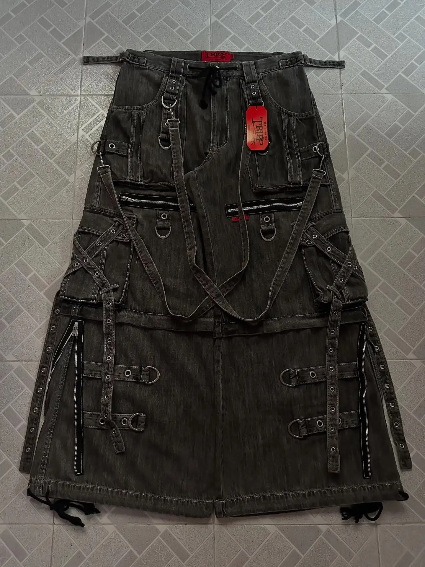 Đen Baggy Hàng Quần Jean Nam Nữ Nặng Nhiều Túi Dây Kéo Chi Tiết Dạo Phố Thời Trang Quần Ống Rộng Form Rộng Mềm Mại Y2K — image 12