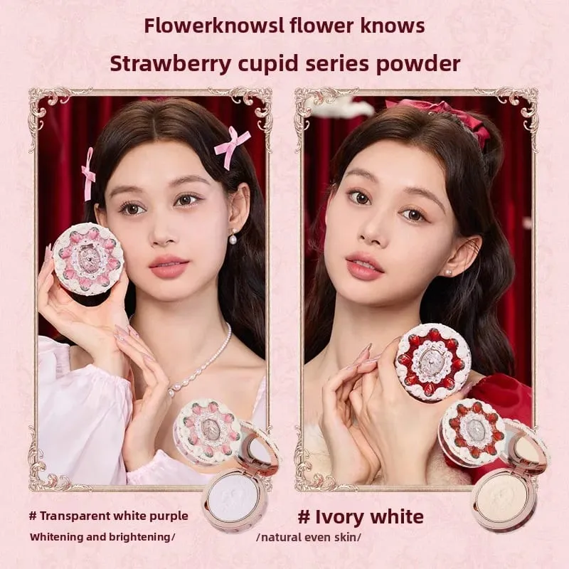 Flower Knows Strawberry Cupid Set trucco professionale per donna Kit completo Confezione regalo Ombretto Crema labbra Blush Set in polvere compatta — image 5