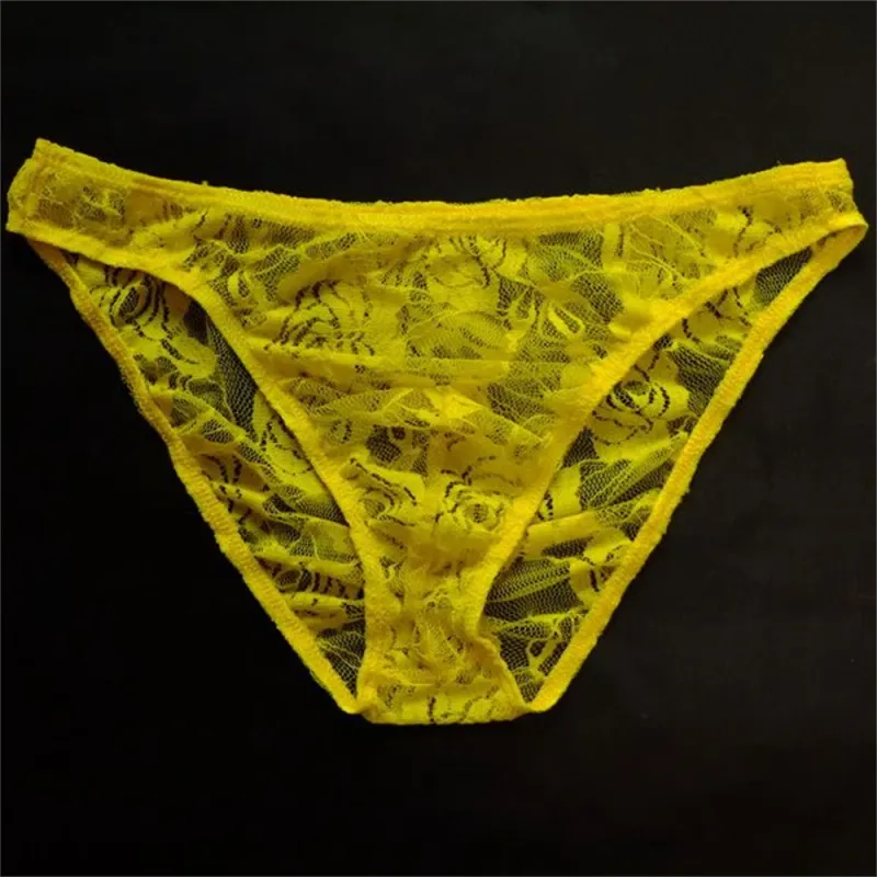 Sexiga män Spets Transparenta trosor Perspektiv Underkläder Hollow Out Rose Mesh Lågväxt manliga trosor — image 11