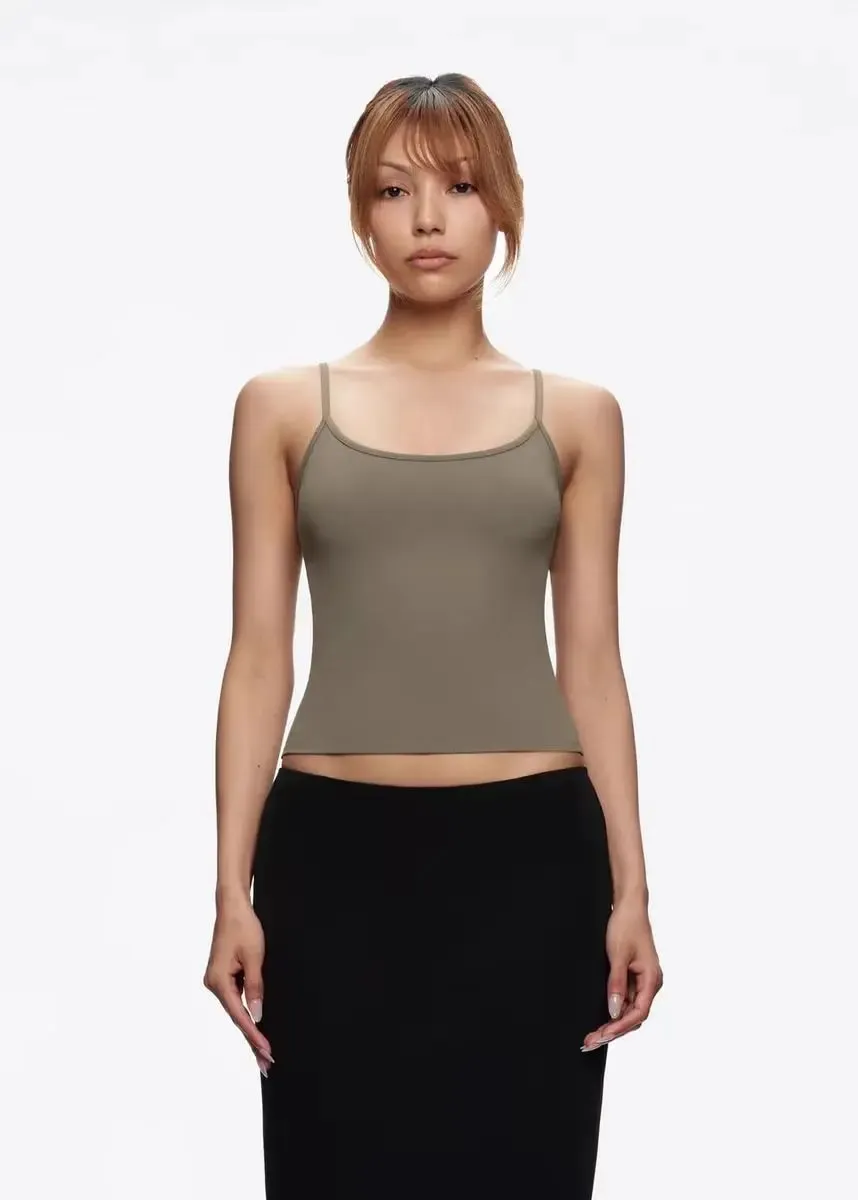 tank summer cherry red camisole olive green/purple/gray short top basic versatile high elasticity and skin hugging women — image 7