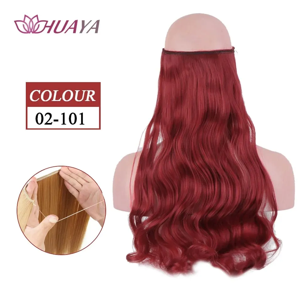 Synthetic Long Straight Invisible Wire No Clips In Hair Extensions Fake Hair Pieces Secret Fish Line Hairpieces For Women — image 24
