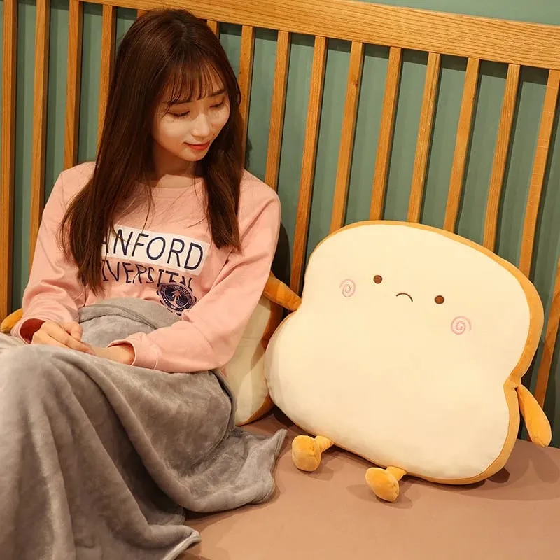 45x40cm Sop Bread Food Plush Pillow Stuffed Emotion Happy Smiling Squishy Seat Cushion Throw Pillow Lumbar Support Man Gift — image 8