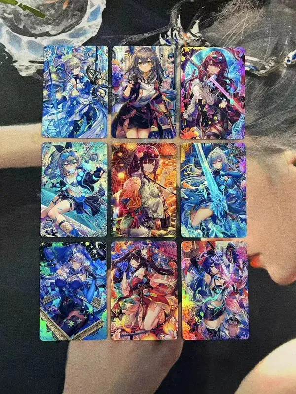 DIY Fanmade ผสม Genshin Honkai Waifu โฮโลแกรมเลเซอร์แฟลชการ์ดเกมซื้อขายสะสม — image 2