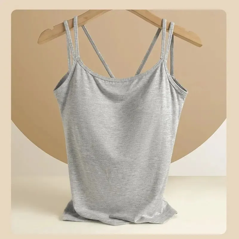For 40-100kg Modal Camisole Top Plus Size with Chest Pad Integrated Suspenders Vest for Women Base Underwear Tank Top