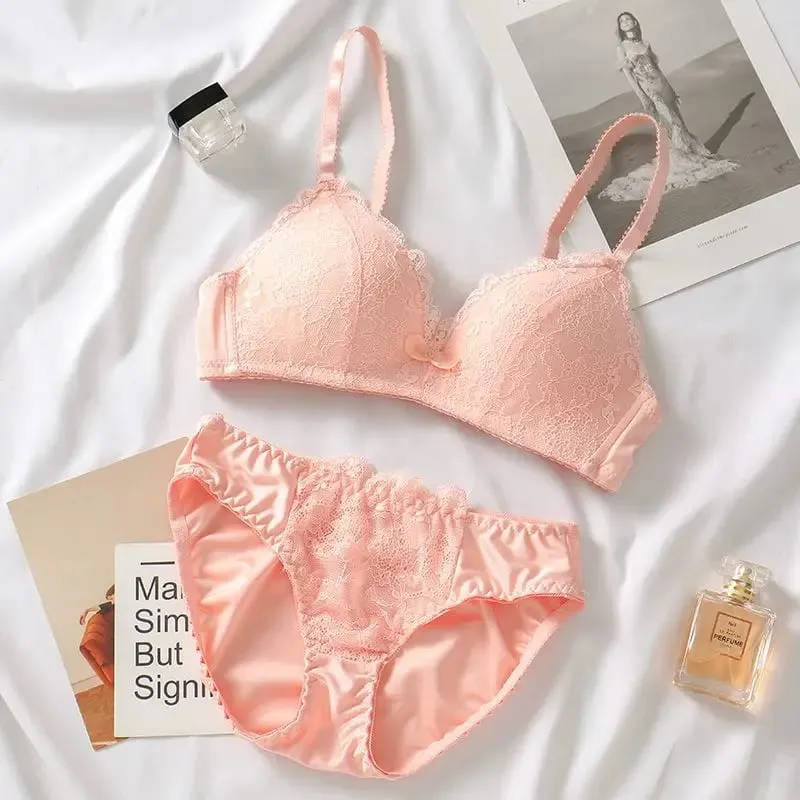 Lace Lingerie 2 Pieces Women Underwear Set 3/4 Cup Plus Size Bras Panty Brief Sets White Black Sexy Lingerie Seamless Bra Sets — image 1