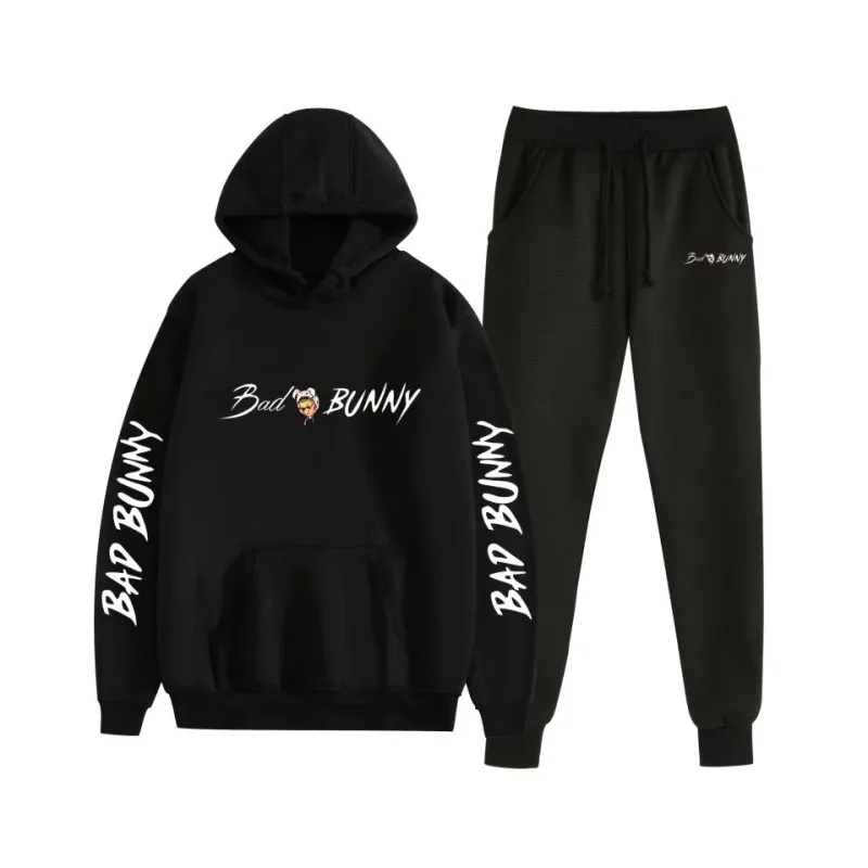 Costume Harajuku confortable imprimé mauvais lapin, sweat-shirt et pantalon de survêtement pour femmes, sweat à capuche + pantalon, ensemble 2 pièces pour garçons/filles — image 32